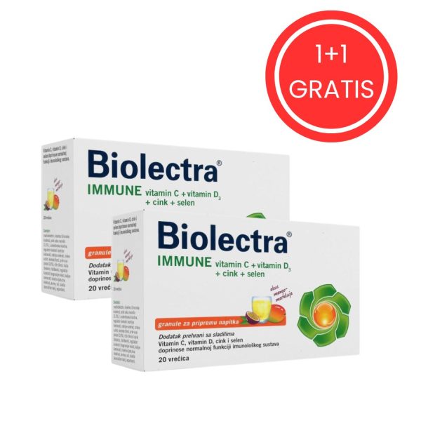 Biolectra Immune Vitamin C + Vitamin D3 + Cink + Selen granule 20 vrećica 1+1 GRATIS