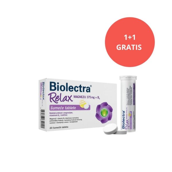Biolectra Relax Magnezij 375 mg i B6 20 šumećih tableta (1+1 GRATIS)