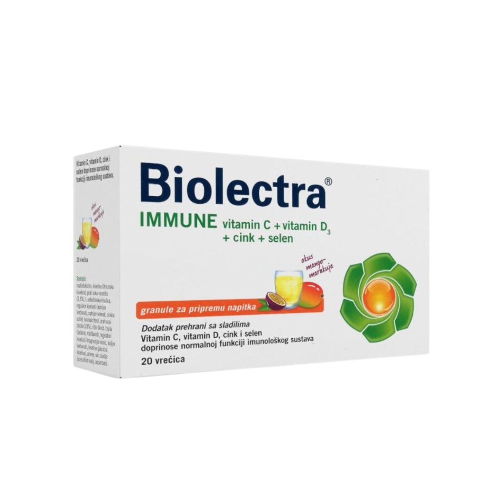 Biolectra Immune Vitamin C + Vitamin D3 + Cink + Selen granule 20 vrećica