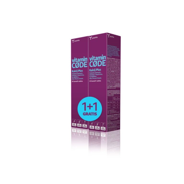 yasenka vitamin CODE Kalcij Plus 20 šumećih tableta (1+1 GRATIS) (2)