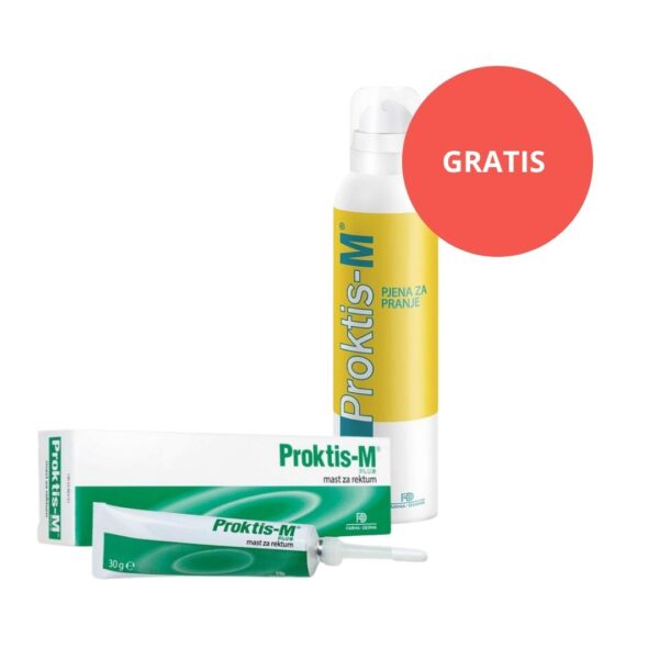 Proktis M PLUS mast za rektum 30 g + Proktis M pjena za pranje GRATIS