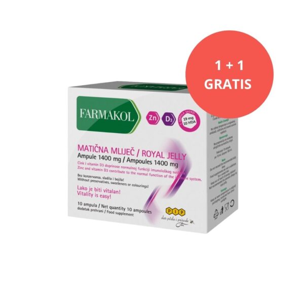 FARMAKOL Matična mliječ 10 ampula 1400 mg (1+1 GRATIS*)