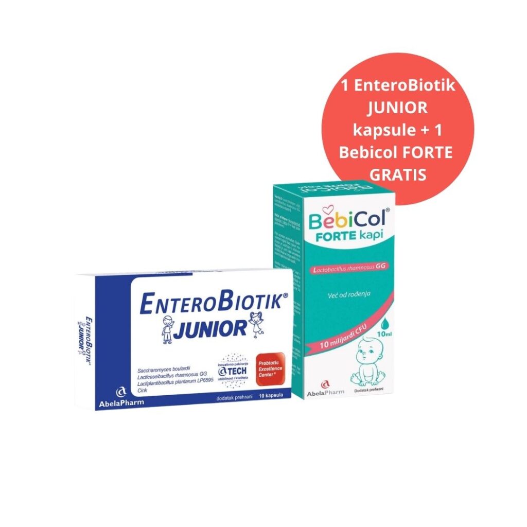Enterobiotik JUNIOR 10 kapsula + BebiCol FORTE kapi 10 ml GRATIS ROK 062026