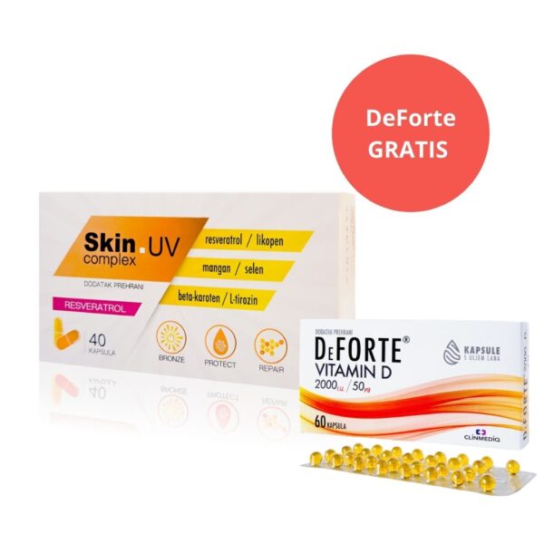 Skin Complex UV 40 kapsula + DeForte Vitamin D 2000 IU 60 kapsula GRATIS