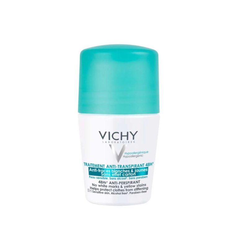 VICHY Deo Roll on za regulaciju prekomjernog znojenja do 48h i protiv bijelih tragova i žutih mrlja 50 ml