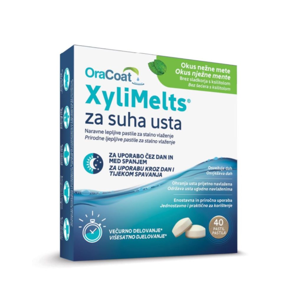 XyliMelts ljepljive pastile za suha usta 40 pastila metvica