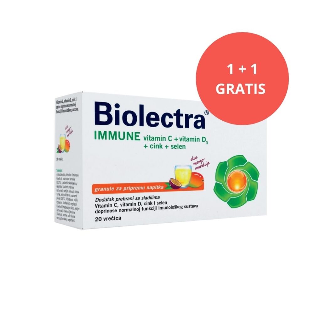 Biolectra Immune Vitamin C + Vitamin D3 + Cink + Selen granule 20 vrećica (1+1 GRATIS)