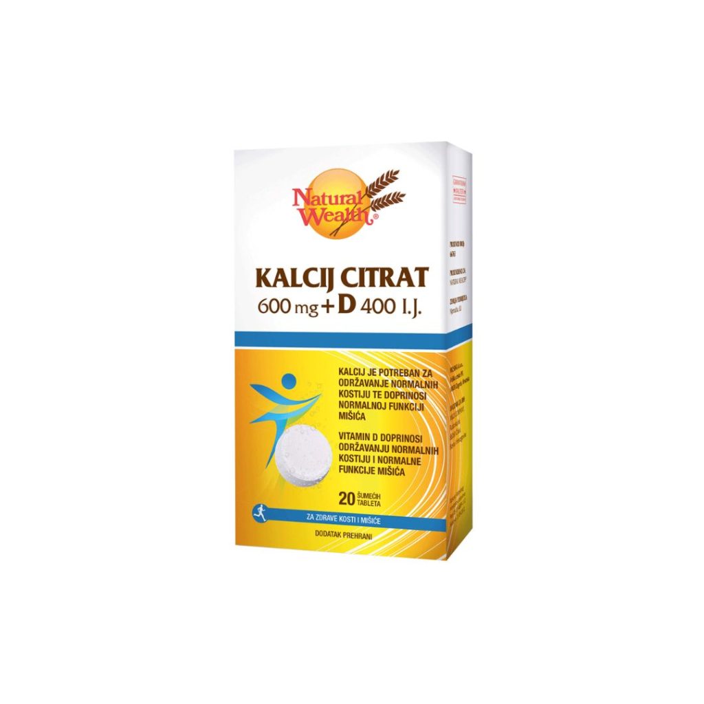 Natural Wealth Kalcij Citrat 600 mg i D 400 IJ 20 šumećih tableta