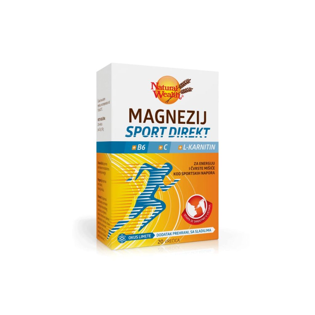 Natural Wealth Magnezij Sport Direkt + B6 + C + L karnitin 20 vrećica