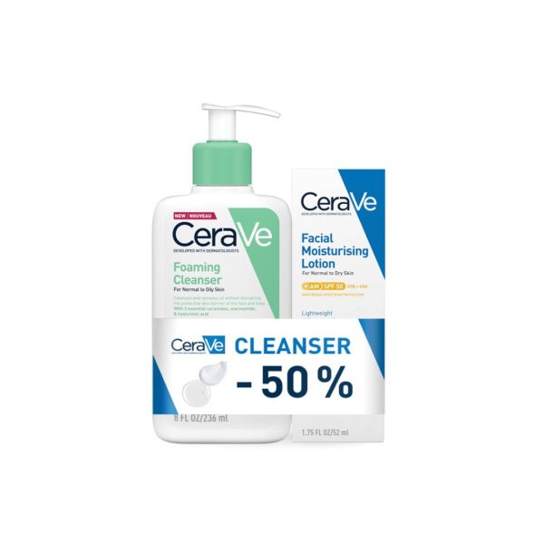 CeraVe Pjenušavi gel za čišćenje 236 ml + Hidratantna njega za lice SPF 30 52 ml Promo pakranje