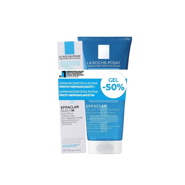 LA ROCHE POSAY EFFACLAR pjenušavi gel za čišćenje lica + DUO +M krema PROMO PAKIRANJE