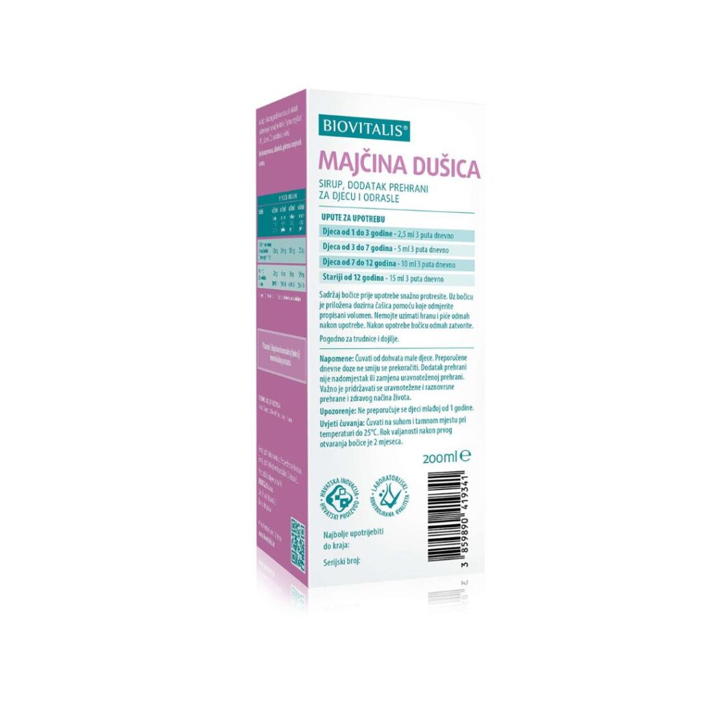 BIOVITALIS Majčina dušica sirup 200 ml 2