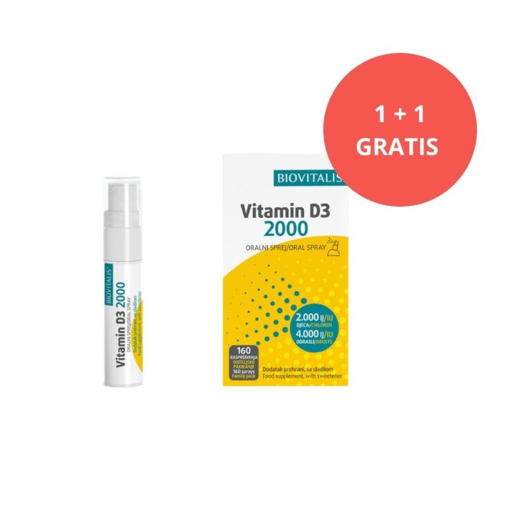 BIOVITALIS Vitamin D3 2000 oralni sprej 20 ml (1+1 GRATIS)