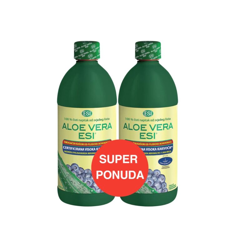 ESI ALOE VERA sok od lista prave aloje, obogaćen medom i sokom od plodova borovnice 1000 ml promo