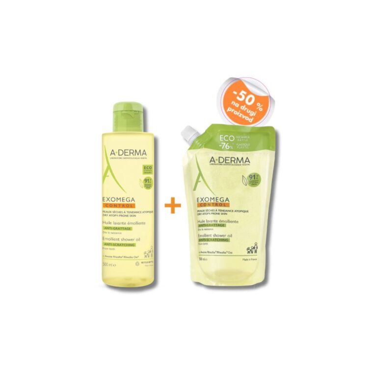Aderma Exomega Control emolijentno ulje za tuširanje 500 ml + Refill 500 ml PROMO