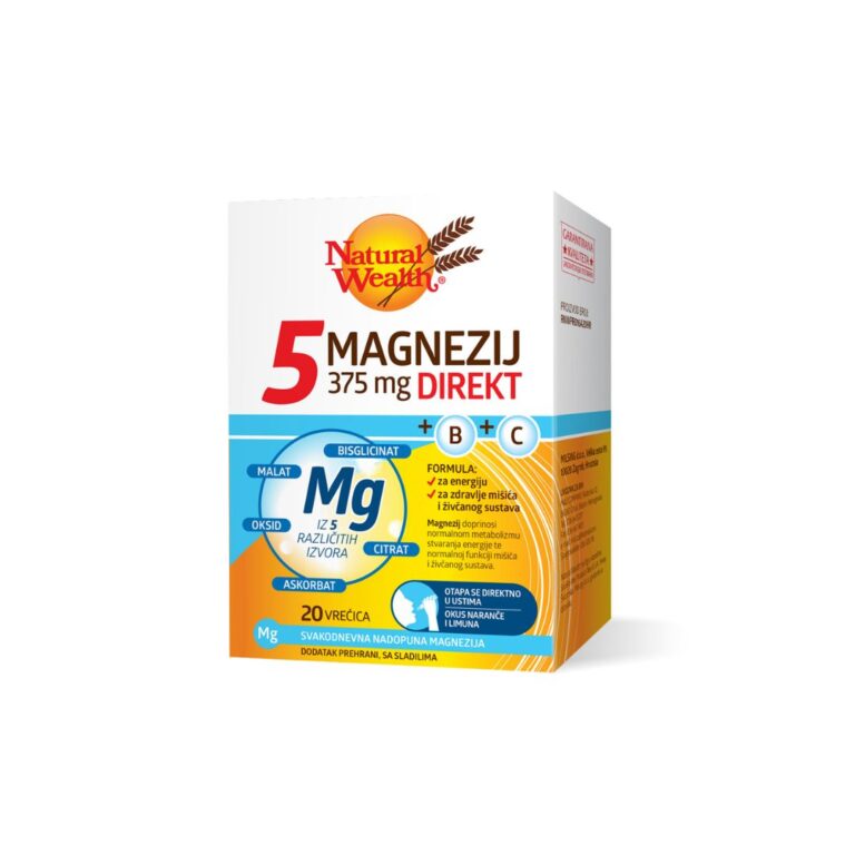 Natural Wealth 5 MAGNEZIJ 375 mg DIREKT + B + C 20 vrećica