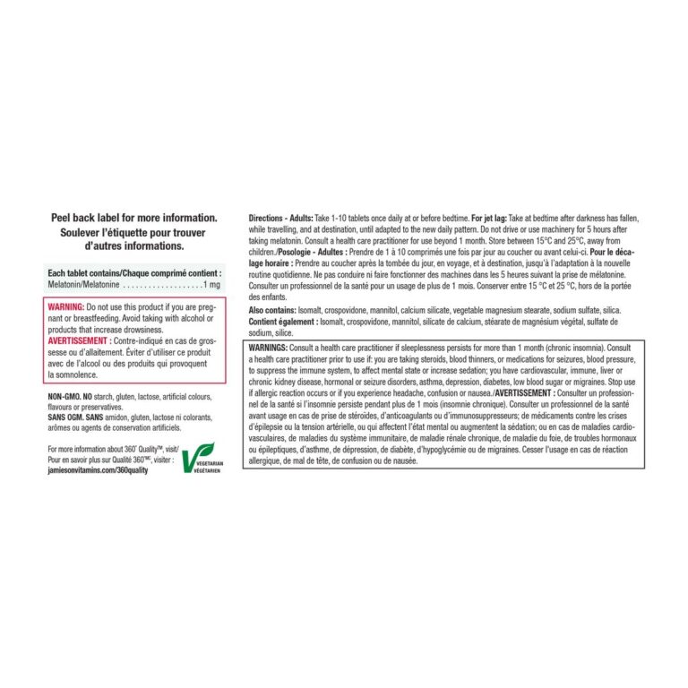 Jamieson Melatonin 1 mg 60 sublingvalnih tableta (3)